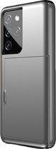 Hoesje geschikt voor Samsung Galaxy S21 Plus - Backcover - Hardcase - Pasjeshouder - Portemonnee - Shockproof - TPU - Grijs