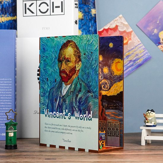 Tonecheer DIY Book Nook 3D houten puzzel modelbouwset voor volwassenen, miniatuur huis met licht Booknook knutselset gepersonaliseerde cadeaus voor vrouwen en mannen (Sterren-Magie-Huis
