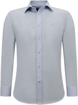 Heren Overhemd - Heren Blouse met Lange Mouwen - Zakelijke Nette Oxford Shirts Heren - Slim Fit Overhemd Heren - Licht Blauw