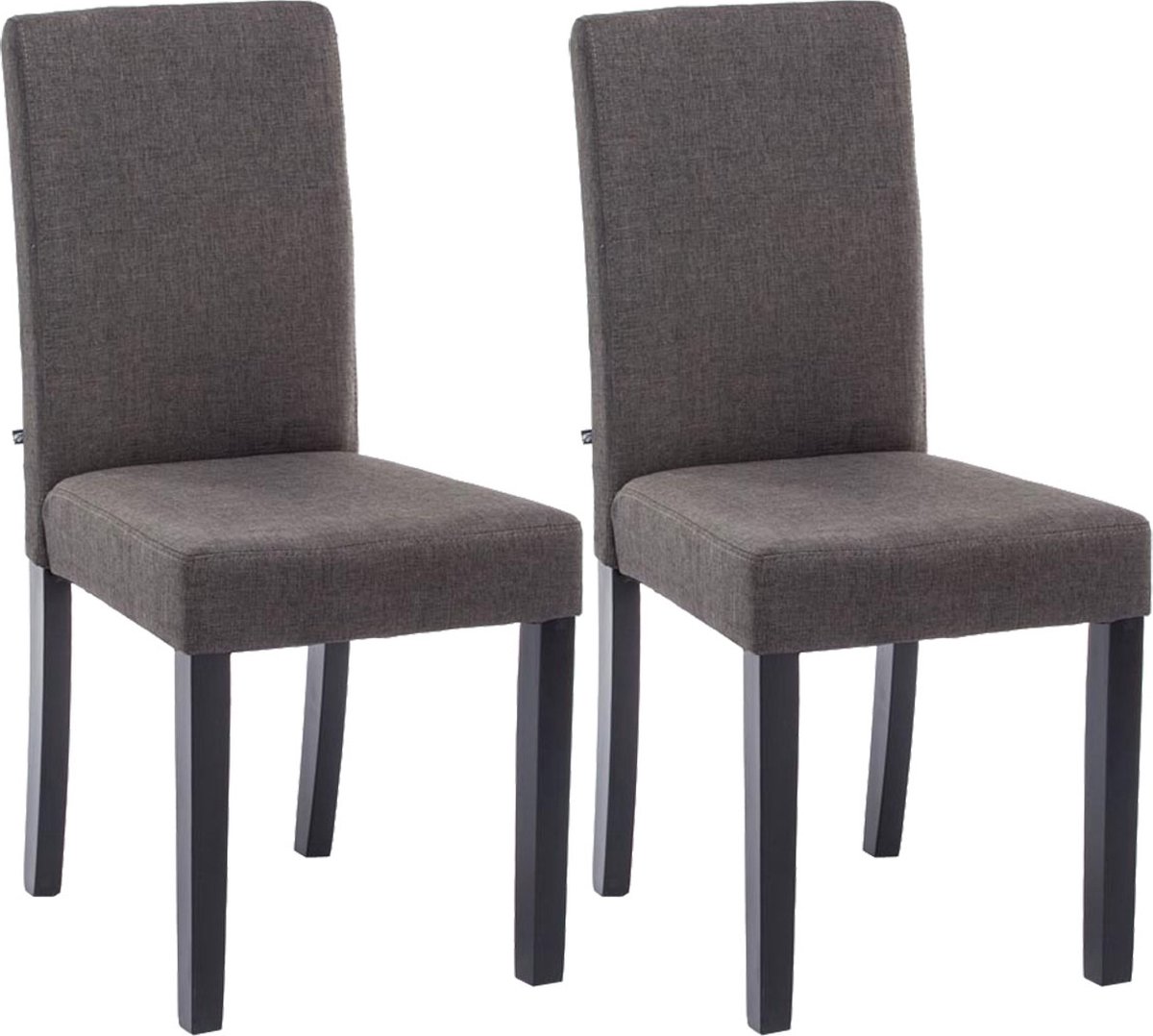 CLP Ina Set van 2 Eetkamerstoelen - Zonder armleuning - Hout - Stof - donkergrijs zwart