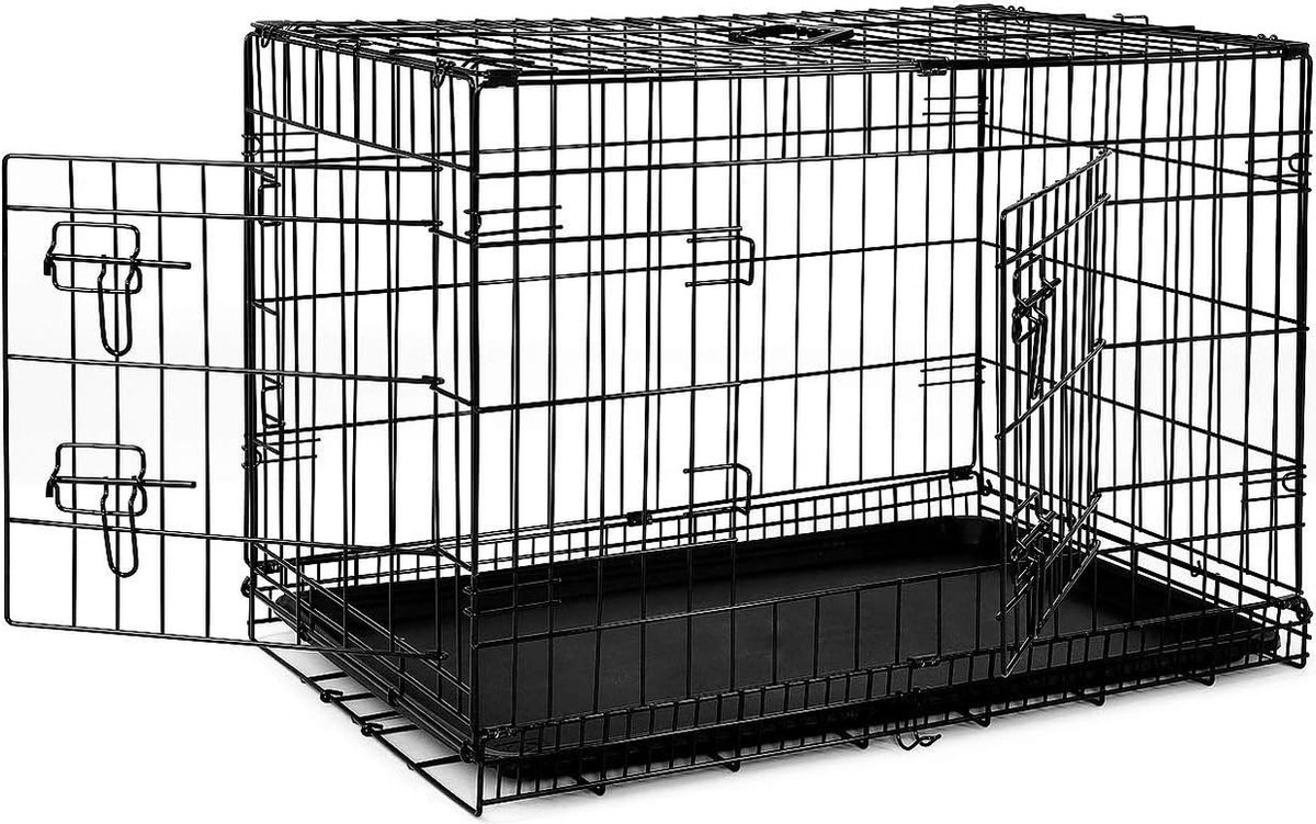 Cage de transport chien noir 107x74x85cm 2 portes