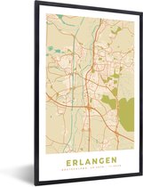 Fotolijst incl. Poster - Erlangen - Vintage - Stadskaart - Kaart - Plattegrond - 60x90 cm - Posterlijst