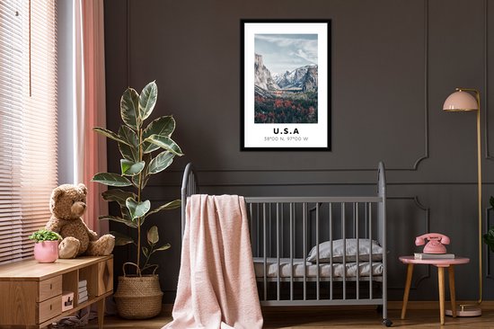 Fotolijst incl. Poster - Yosemite - Amerika - Wyoming - 60x90 cm - Posterlijst