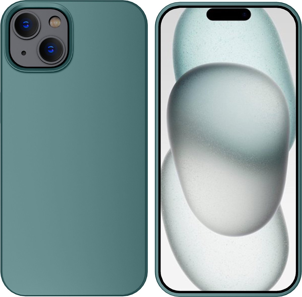 Hoesje Geschikt voor iPhone 15 Plus – Liquid siliconen Backcover – Pine Groen