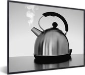 Image encadrée - Théière avec cadre photo vapeur noir sans passe partout 40x30 cm - Affiche encadrée (Décoration murale salon / chambre)
