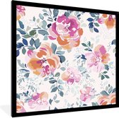 Cadre photo avec affiche - Fleurs - Roses - Aquarelle - 40x40 cm - Cadre pour affiche