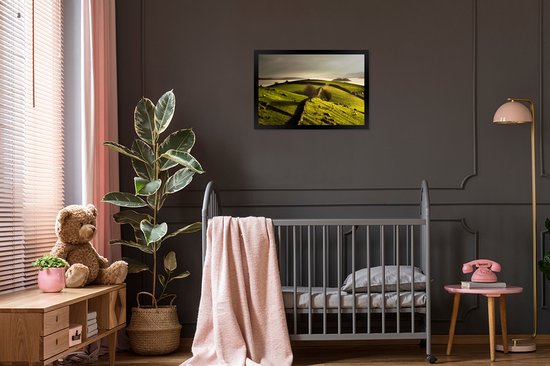 Photo encadrée - Murs de pierre dans la campagne irlandaise cadre photo noir sans passe-partout 60x40 cm - Affiche encadrée (Décoration murale salon / chambre)