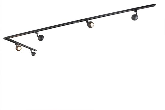 Foto: Modern 1 fase railsysteem 3 meter met liam spots met gouden detail