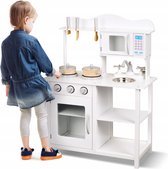Houten Keuken Speelgoed - Speelkeuken - Kinderkeuken - Speelkeukentje Inclusief Keukengerei - 85x30x60 cm - Wit