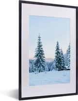 Cadre photo avec affiche - Hiver - Neige - Arbres - 40x60 cm - Cadre pour affiche - Décorations de Noël - Décoration de Noël pour l'intérieur - Noël