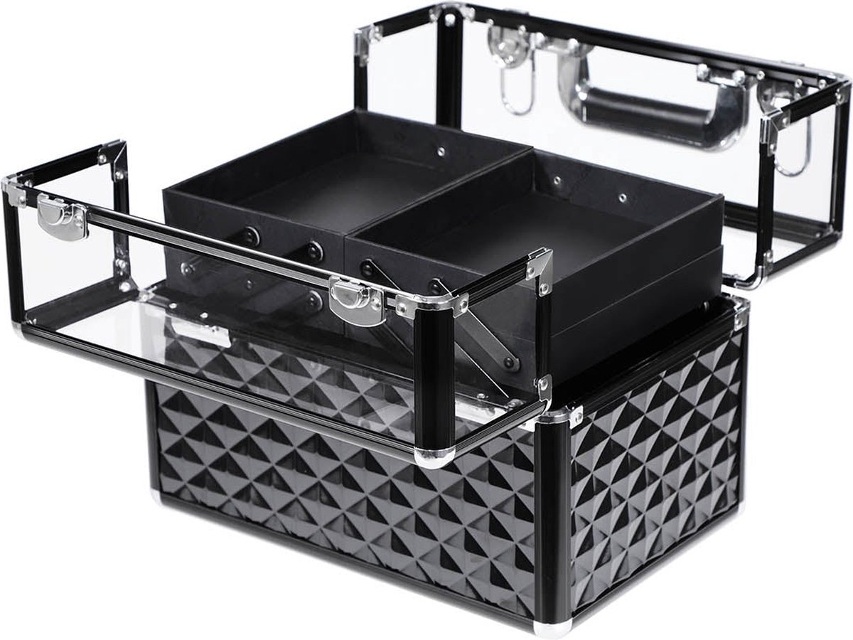 Make-up koffer - Cosmetica koffer - Met extra lade - Zwart transparant