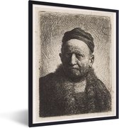 Fotolijst incl. Poster - De man met kalotje - Rembrandt van Rijn - 60x80 cm - Posterlijst