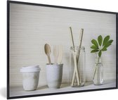 Réduisez les déchets à l'aide de cette tasse à café avec des couverts en bois bocal en verre avec des pailles en bois et le vase en verre assure un monde plus propre 60x40 cm