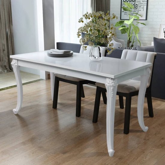 The Living Store Eettafel 80 80 hoogglans wit - Tafel