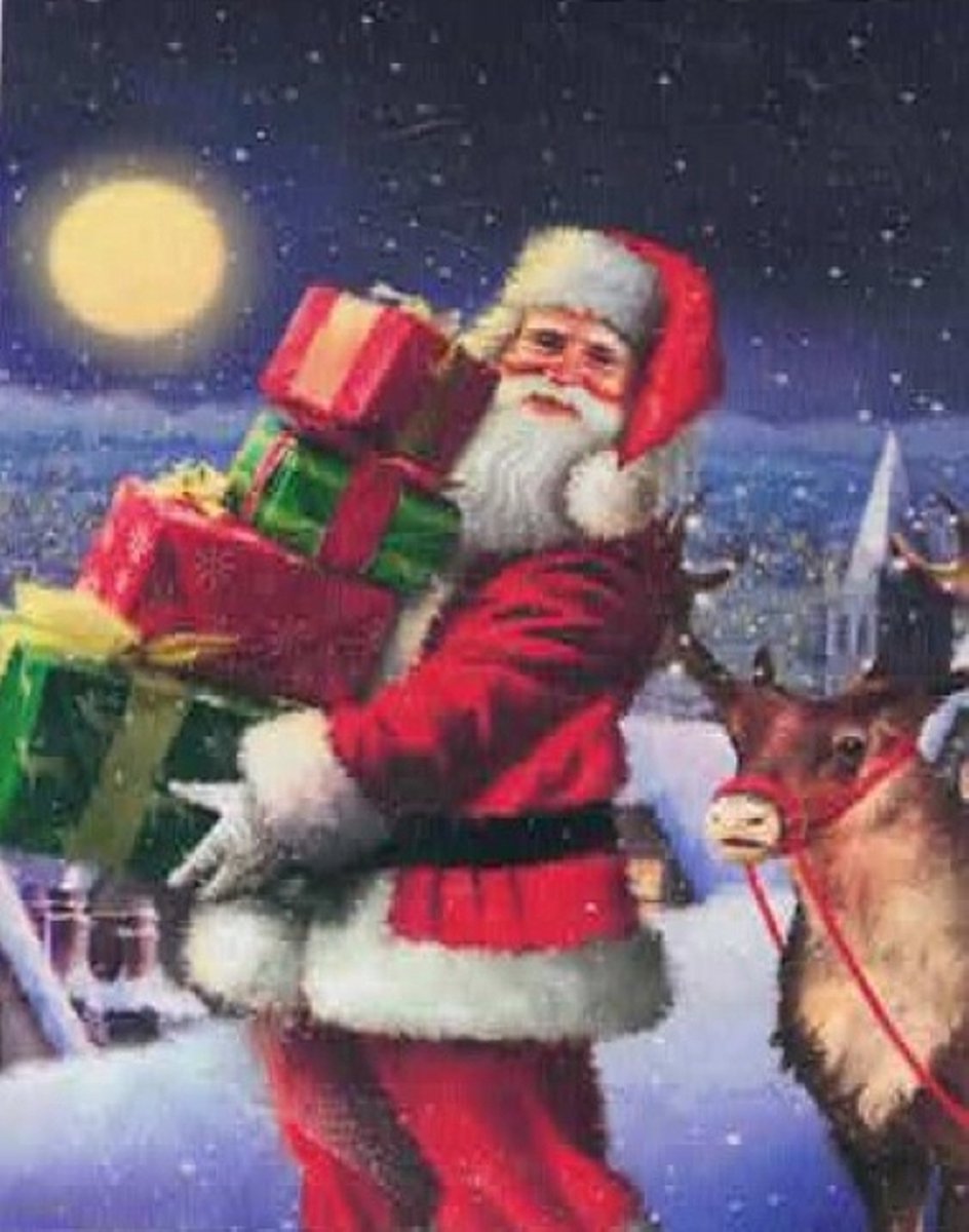 Kerst - Kerstman - Kerstman met slee - Pakjes - Diamond Painting - 50 x 65 - Ronde steentjes