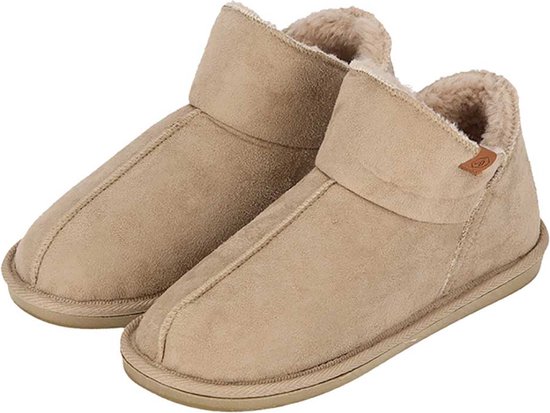 Apollo Pantoffels Dames - Boots Suede - Beige - Maat 39/40 - Sloffen Hoog Model - Harde zool met grip