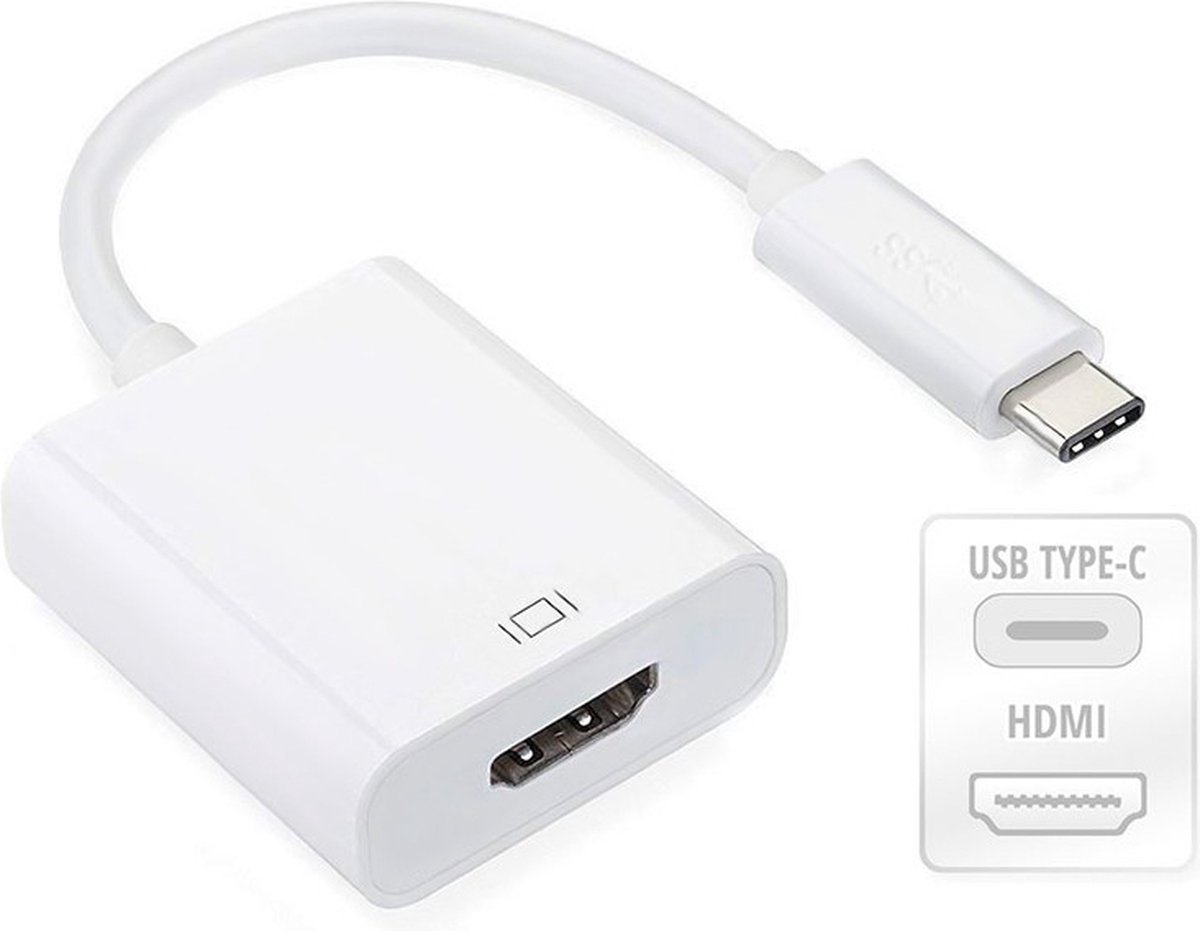 USB-C naar HDMI (female) adapter kabel - 4K - 15 cm - Wit - Provium