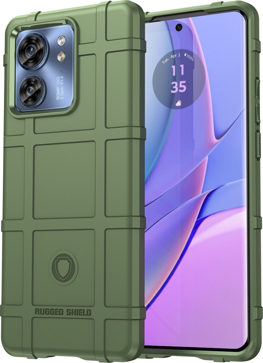 Mobigear Hoesje geschikt voor Motorola Edge 40 Telefoonhoesje Flexibel TPU | Mobigear Rugged Shield Backcover Shockproof | Schokbestendig Edge 40 Telefoonhoesje | Anti Shock Proof - Groen