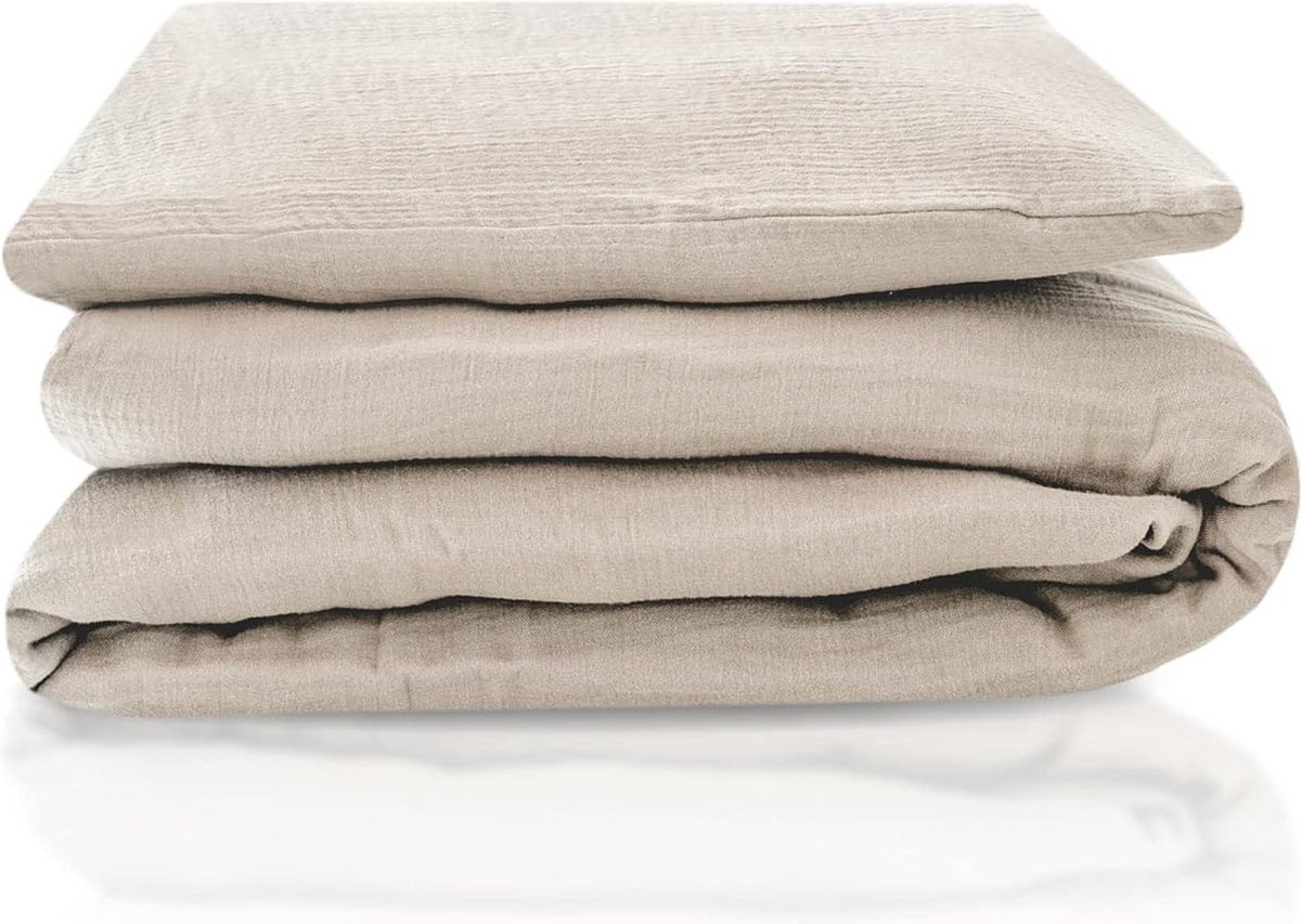 Julius Zöllner mousseline - kinderbeddengoed 100 x 135 cm 40 x 60 cm, 2-delige set dekbedovertrek en kussensloop, 100% katoen-mousseline, met ritssluiting, Öko-Tex Standard 100, ivoor
