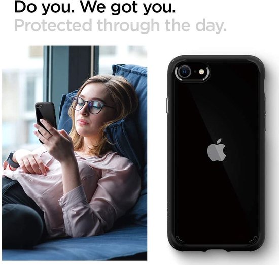 Spigen Ultra Hybrid 2 transparant case iPhone 7 8 SE 2020 SE 2022 hoesje - Zwart - Spigen