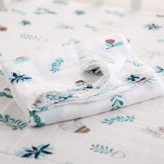 BY LYNN Hydrofiele Doek XL 120x120 cm - Forest Animals Design - Inbakerdoek & Grote Swaddle - Hydrofiele Luier - Perfect Kraamcadeau