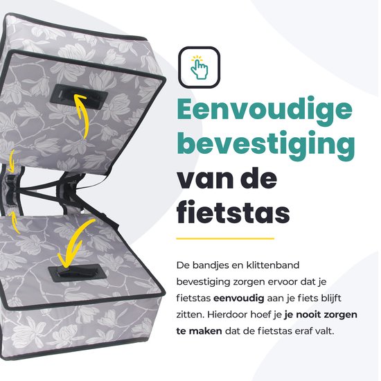 Voltano Dubbele Fietstas Rose Harmony - Licht Grijs Met Bloemen - 38 Liter - 100% Waterdicht Polyester - Vrolijke Fietstassen van Voltano — afbeelding 5