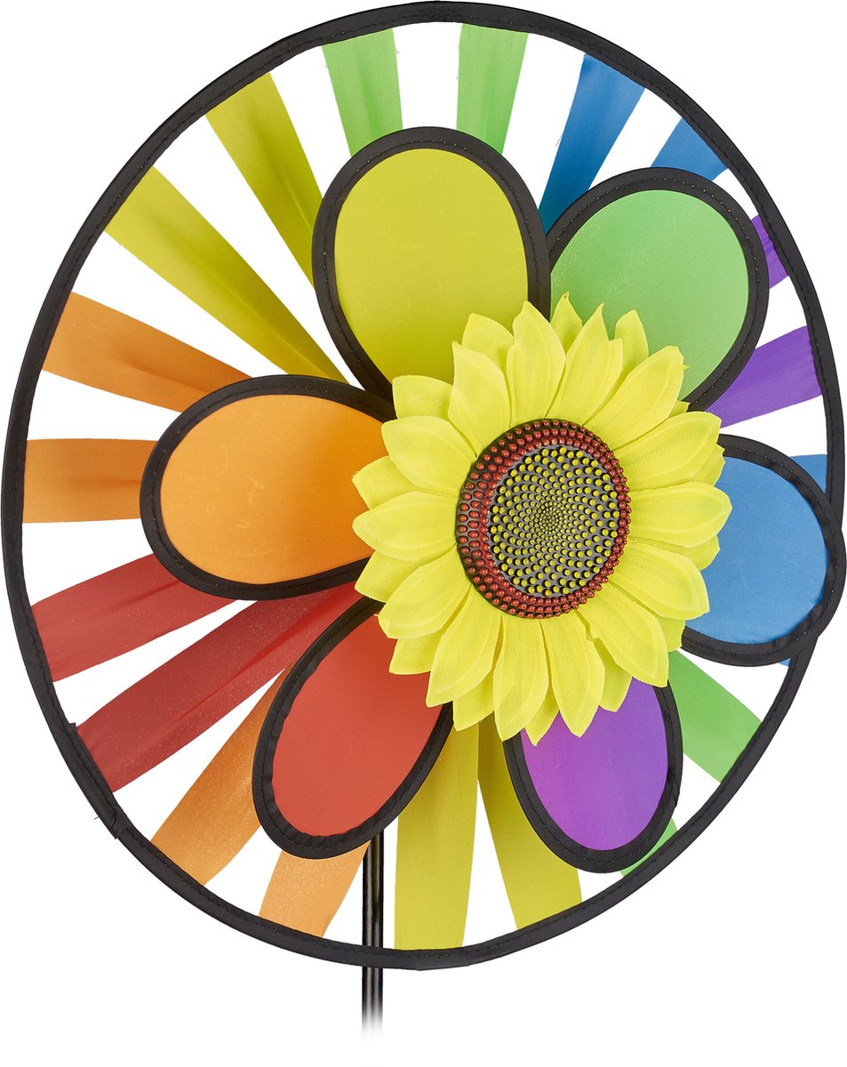 thumbnail: Relaxdays Windmolen In Zonnebloem Design - Leuke Tuindecoratie Voor Kinderen, Balkon En Terras, 70 Cm Hoog