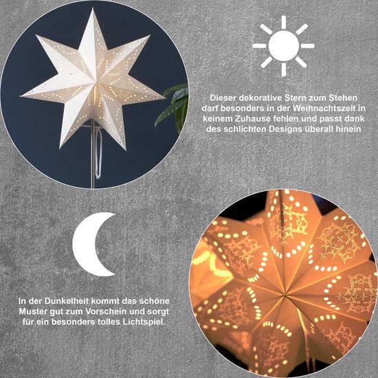 Star Trading ster met verlichting | Kerstdecoratievenster verlicht Kerstdecoratie binnen | Papieren ster verlicht | Kerstlamp| Poinsettia verlicht staand | Ster kerst vloerlamp