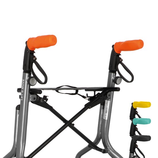 MyRollerSleeve opschuifbare ergonomische / anatomische handvatten voor rollator of rolstoel. Voorkomt pijnlijke handen met gelkussen. Personaliseerbaar: pimp rollator. Oranje 21x6,5x9cm