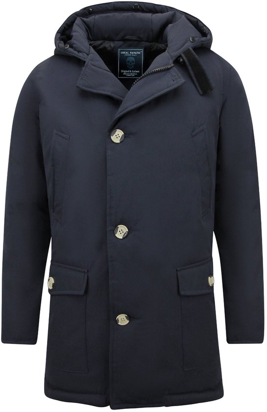 Winterjas Heren - Jassen Heren - Parka Heren Winterjas - Winterjassen Heren Lang - Gewatteerde Jassen - 7101 - Blauwe Jas
