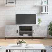 The Living Store TV-meubel Betongrijs - 150x30x50 cm - Stevig bewerkt hout - Praktische opbergruimte