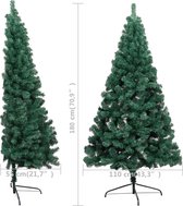 vidaXL - Kunstkerstboom - met - verlichting - en - kerstballen - half - 180 - cm - groen