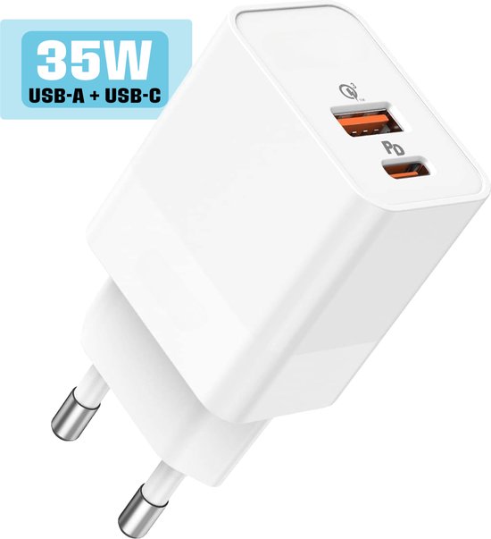 Adaptateur chargeur USB C prise USB 35W adapté pour Samsung et Apple iPhone  - Chargeur