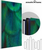 Akoestische panelen - Geluidsisolatie - Akoestische wandpanelen - Akoestisch schilderij AcousticPro® - paneel met pauw veren - design 374 - Premium - 90x130 - zwart- Wanddecoratie - woonkamer - geluidsdemper - studio schuim
