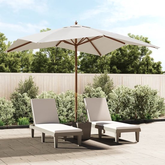 vidaXL - Parasol - met - houten - paal - 300x300x273 - cm - zandkleurig