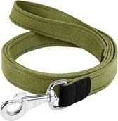 WAUDOG Canvas Dog Leash / Dog Leash - Katoen - Enduction déperlante - Vert armée - Réfléchissant - Largeur : 35 mm - Longueur : 500 cm