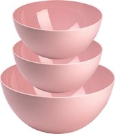 Plasticforte voedsel serveer schalen set - 3x stuks - roze - kunststof - Dia 23 en 26 cm