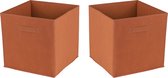 Urban Living Opbergmand/kastmand Square Box - 2x - karton/kunststof - 29 liter - oranje - 31 x 31 x 31 cm - Vakkenkast manden