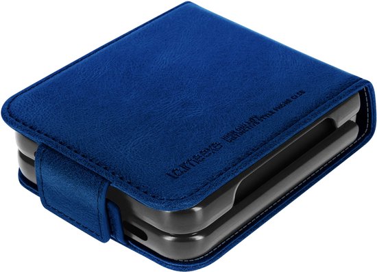 Convient pour Samsung Z Flip 5 Étui à rabat vertical, porte-carte anti-RFID  - Bleu nuit | bol.com