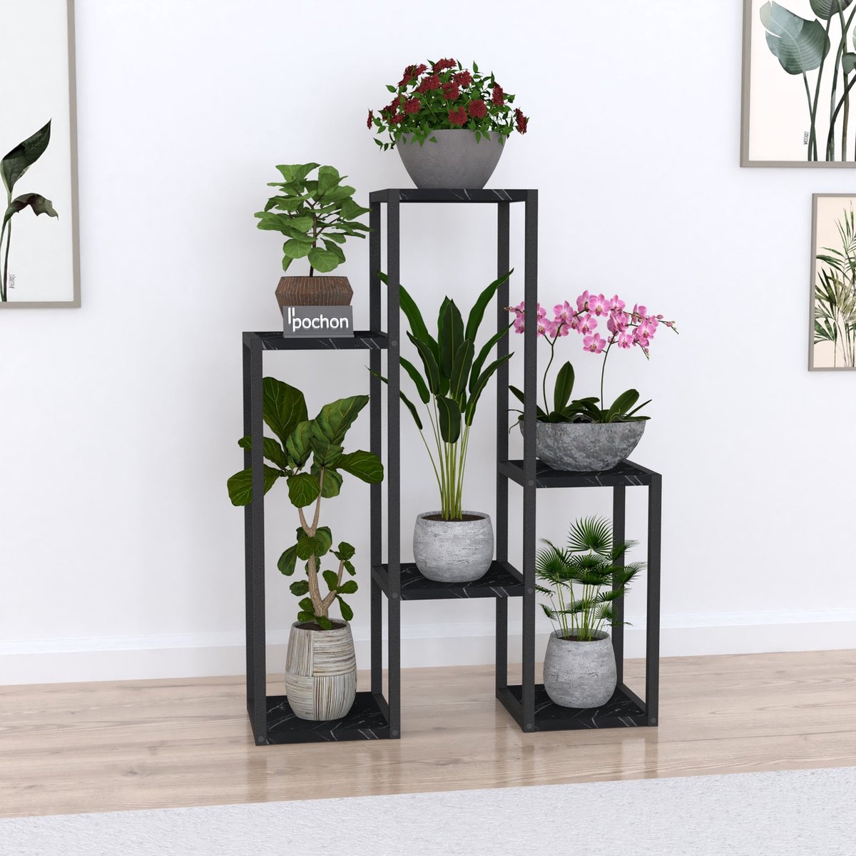 Pochon Home - Table à plantes 6 Plantes - Métal - Support à plantes -  Armoire échelle