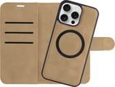 Cazy Uitneembaar Wallet Hoesje geschikt voor iPhone 15 Pro Max - Afneembaar hoesje - Magfit - 2-in-1 design - Pasvakjes - Taupe