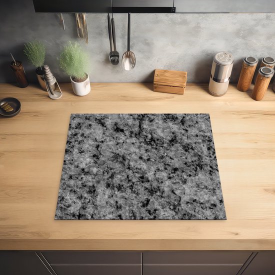 KitchenYeah© Inductie Beschermer 60x52 cm Keuken Decoratie Kookplaat Beschermer voor Inductiekookplaat Afdekplaat Anti Slip Mat - Beton - Leisteen - Grijs -Betonstructuur