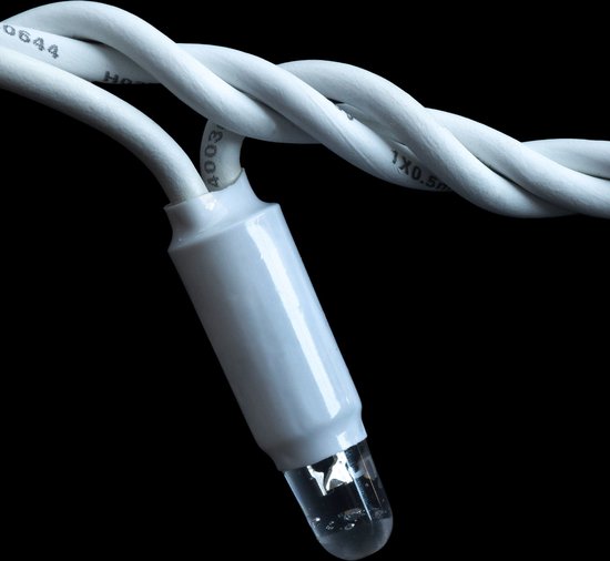 Éclairage icicle connectable | à partir de 3 mètres | 114 LED | blanc chaud avec scintillement | cordon blanc | caoutchouc