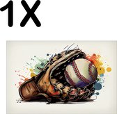 BWK Textiele Placemat - Getekende Honkbal Handschoen - Set van 1 Placemats - 45x30 cm - Polyester Stof - Afneembaar