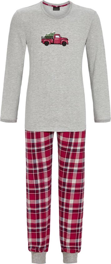 Grijs gemêleerde heren pyjama Kerst - Grijs - Maat - 46