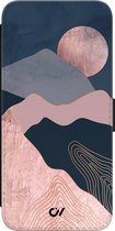Bookcase hoesje met pasjes - Geschikt voor Samsung Galaxy S21 FE - Landscape Rosegold - Roze - Landschap - Kunstleer - Casevibes