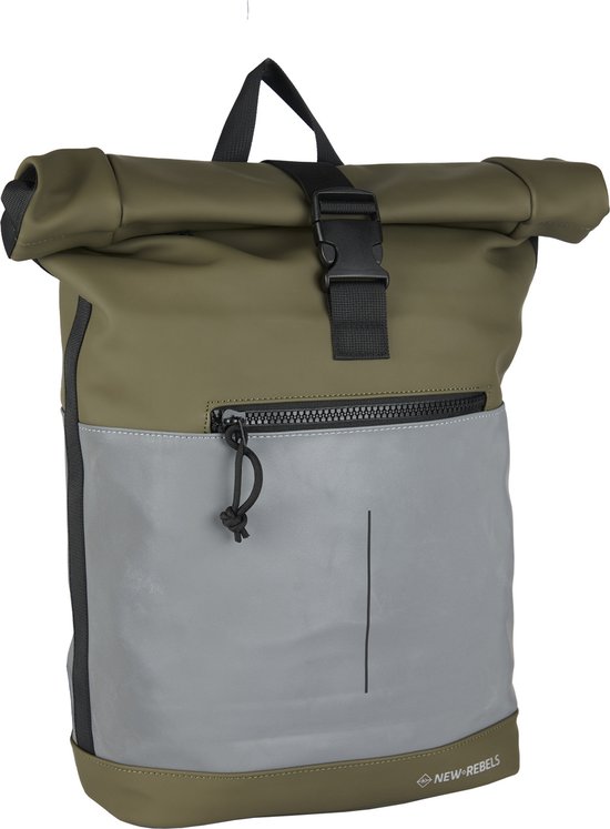 New Rebels Bowie New York Olijf Groen 21L Rugzak Rolltop Reflectie Waterafstotend Laptop 15.6