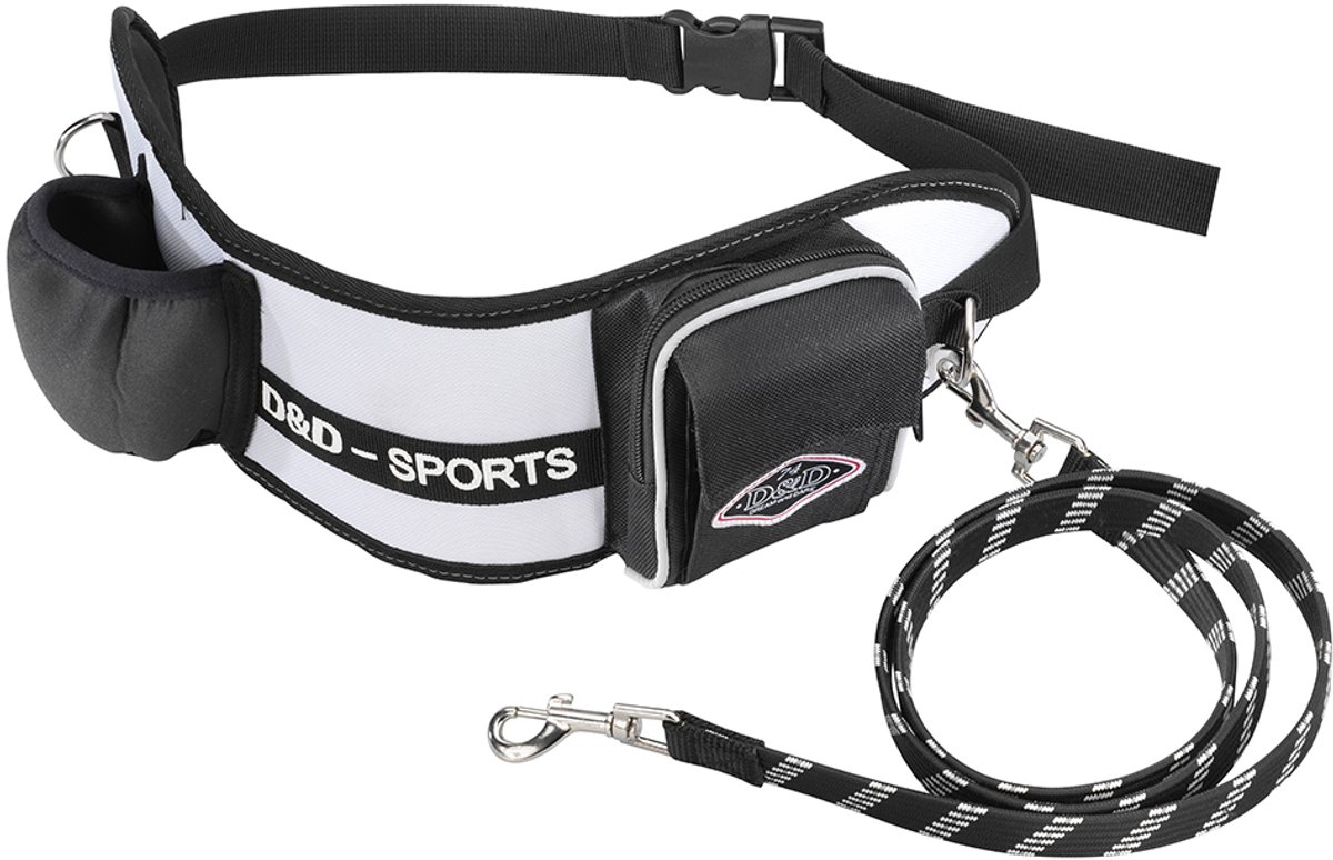 D&D Sports Sport Walker - Joggingriem Hond met Heupriem - Elastisch & Reflecterend - Handenvrij Lopen - 110cm - Zwart