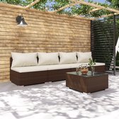 The Living Store Poly Rattan Tuinset - Modulair Design - Bruin - PE-rattan - Staal Frame - Stoffen Kussens