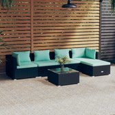 The Living Store Loungeset Zwart - PE-rattan - Modulair design - Comfortabele kussens